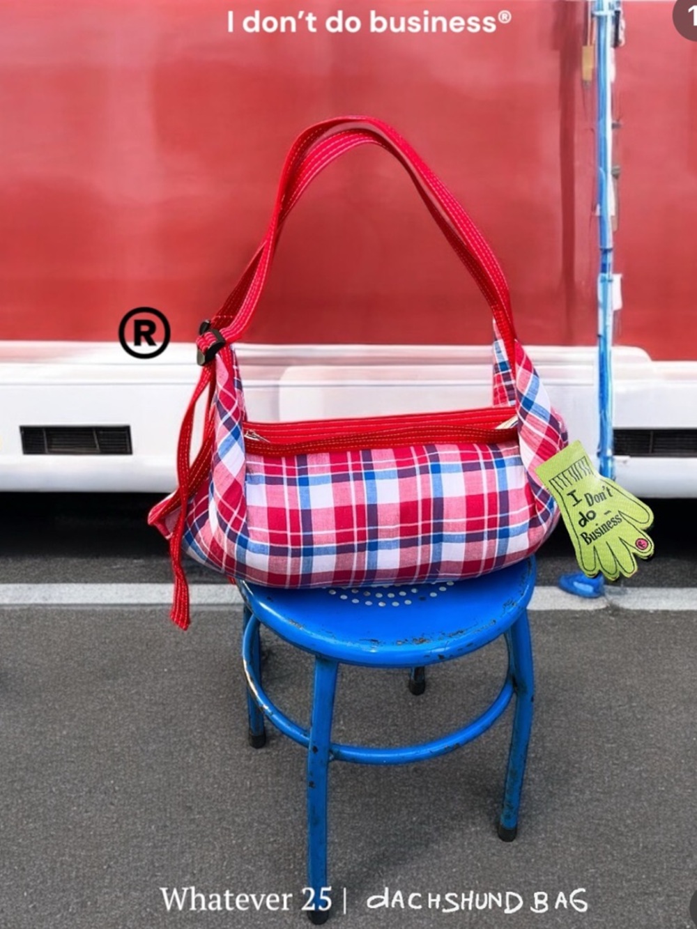 Thai Brand ‘I Don’t Do Business’ - Red Plaid Dachshund Cotton Bag